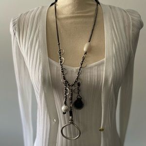 Leather And Silver Adjustable Necklace (Used)